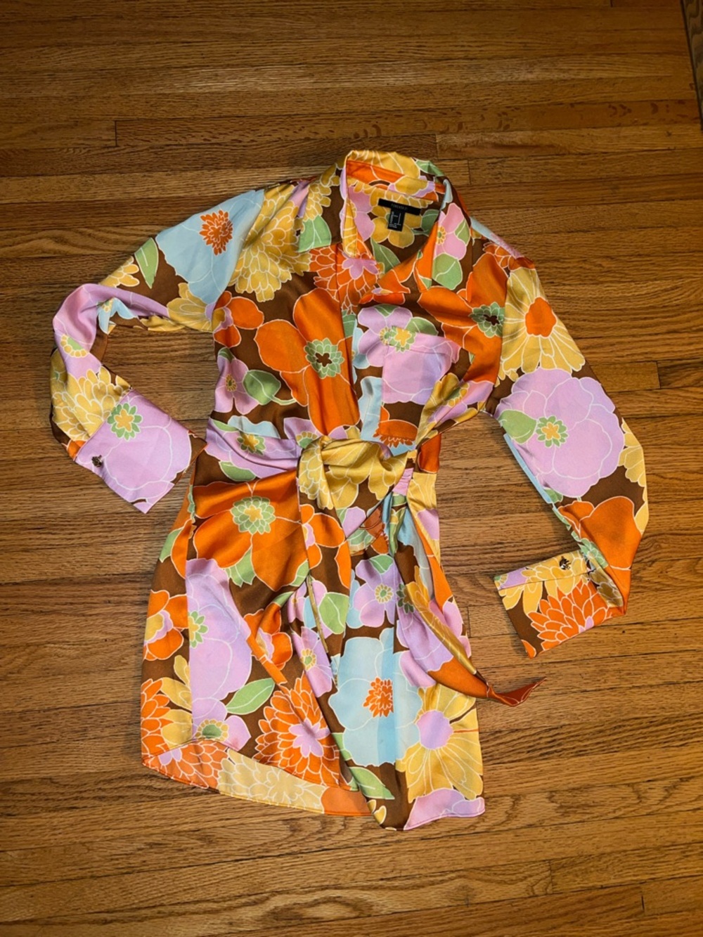 Forever 21 Orange, Pink & Yellow Floral Top